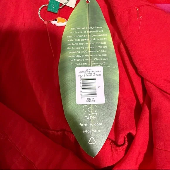 Farm Rio Lucy Stripes Pleated Midi Dress Size Large 291081 - Picture 12 of 12